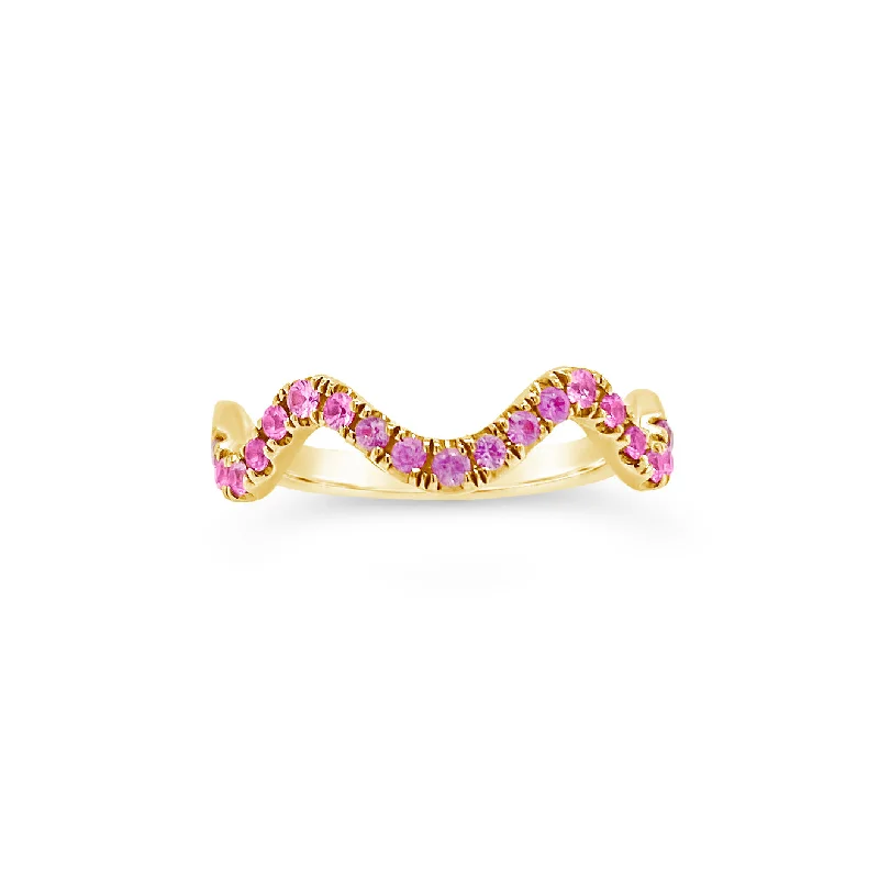 Moonstone Gemstone Rings with a Mysterious SheenPink Sapphire Stackable Wavy Ring