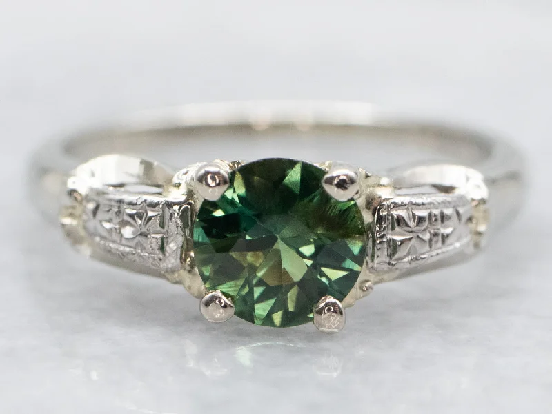 Alexandrite Gemstone Rings with a Chameleon - like Color ChangeVintage White Gold Green Sapphire Solitaire Ring