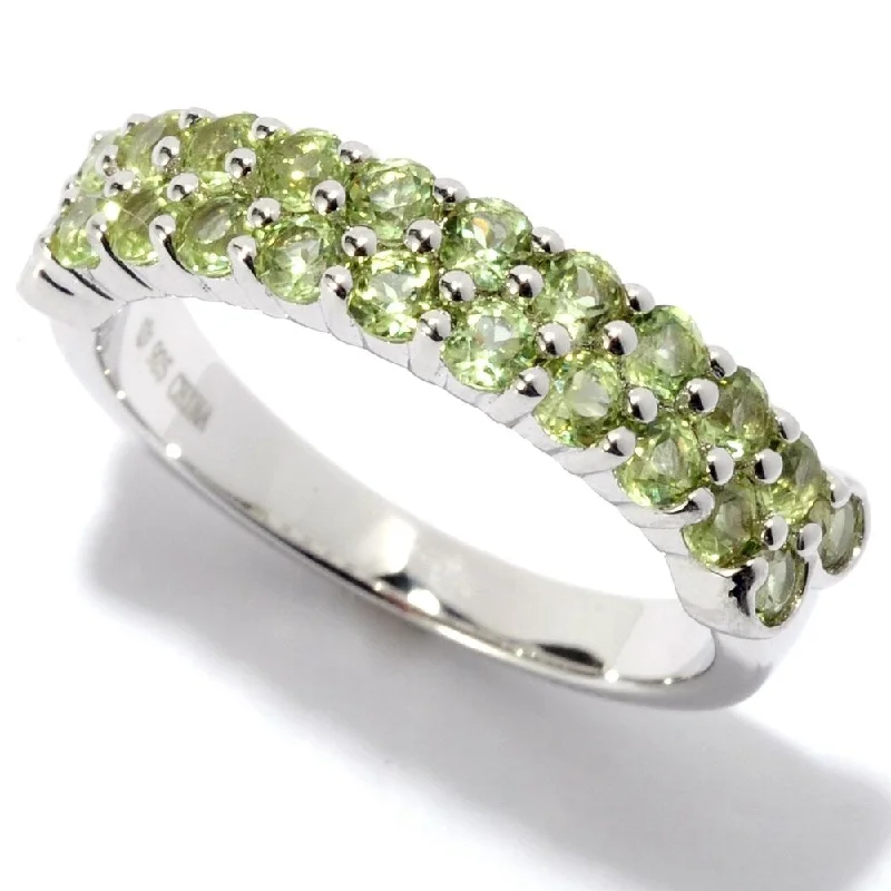 Aquamarine Gemstone Rings with a Nautical - Themed SettingRhodium Over Sterling Silver 1.2Ctw Peridot Band Ring