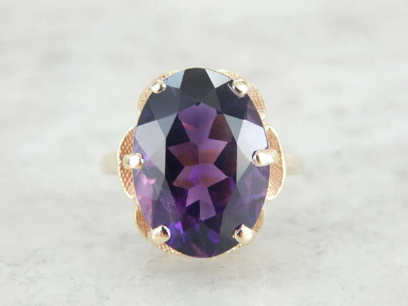 Moonstone Gemstone Rings with a Mysterious SheenBold Deep Purple, Framed Amethyst Cocktail Ring