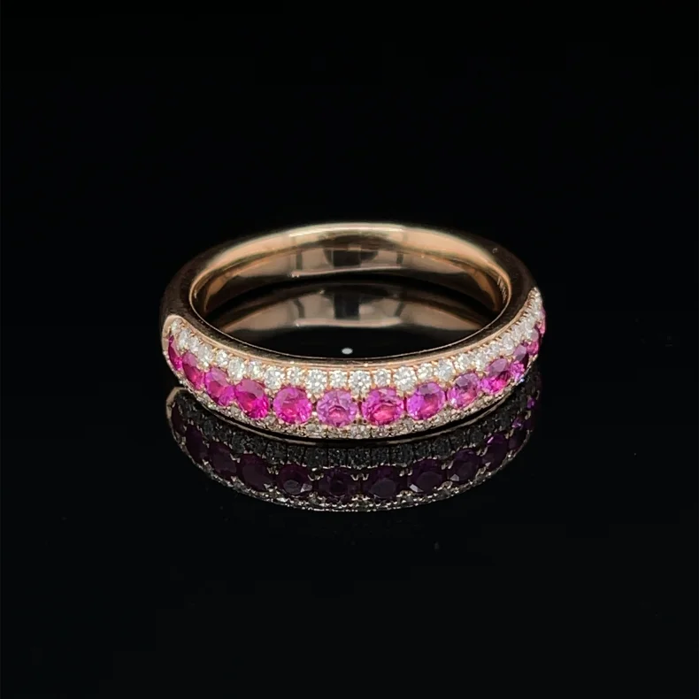 Turquoise Gemstone Rings with Native American - Inspired Patterns14 Karat Rose Gold 5/8 Carat Pink Sapphire and Diamond Ring