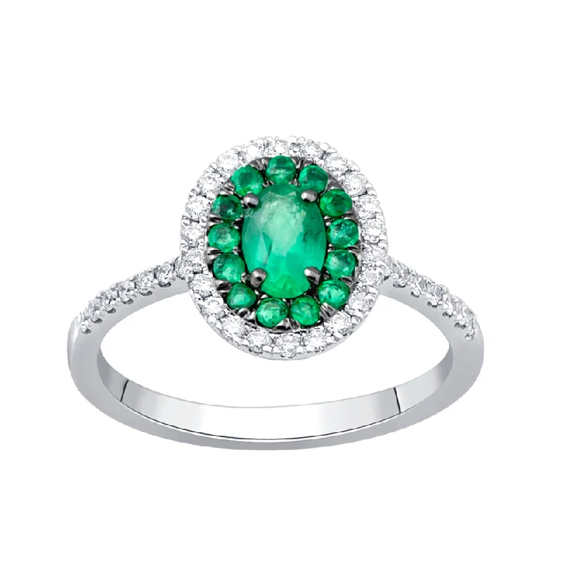 Tanzanite Gemstone Rings with Platinum Milgrain Detailing14K 0.28 CT Diamond & EMERALD RING