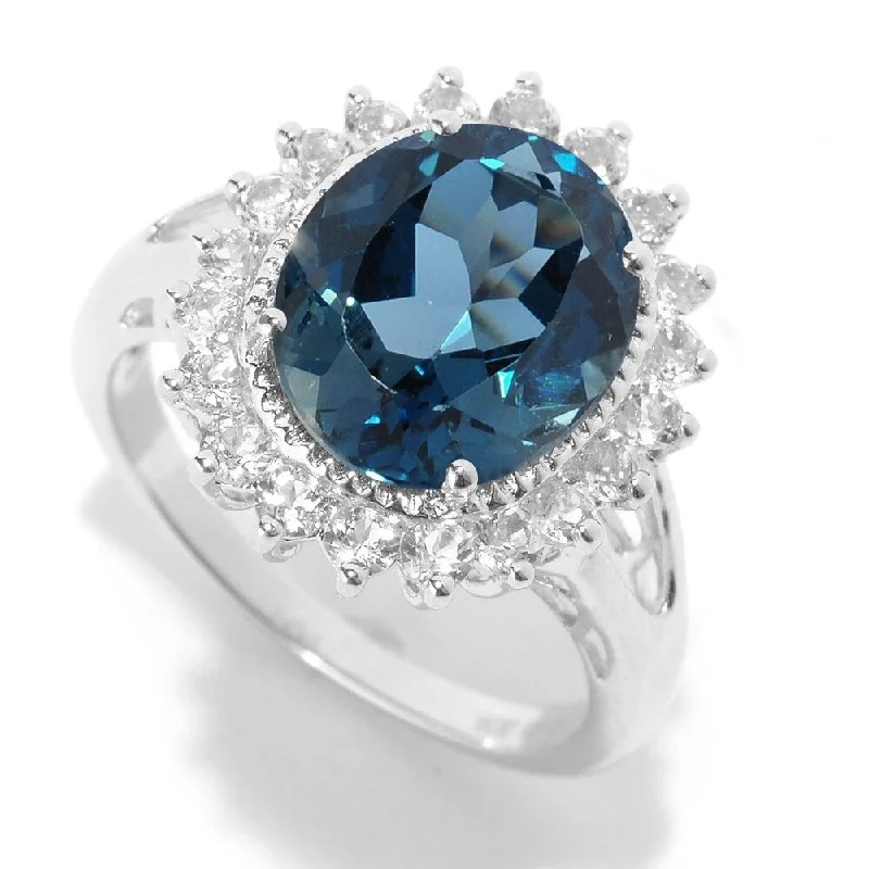 Sapphire Gemstone Rings in a Victorian - Inspired DesignSterling Silver 5.72Ctw London Blue Topaz Cocktail Ring