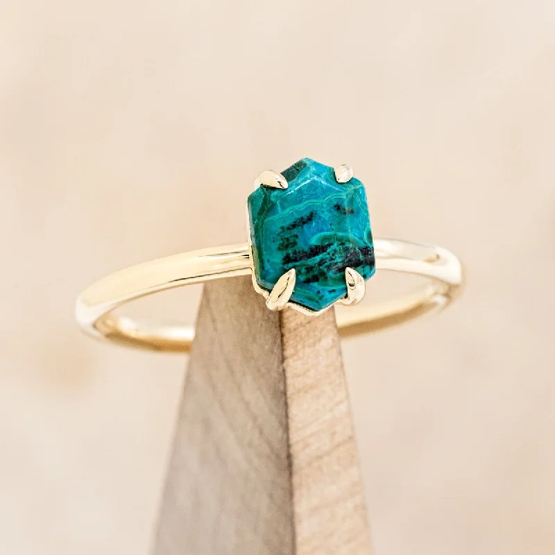 "AURUM" - CHRYSOCOLLA SOLITAIRE ENGAGEMENT RING