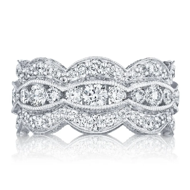 Cushion - Cut Diamond Rings with Double - Prong SettingsLace Detail Eternity Band