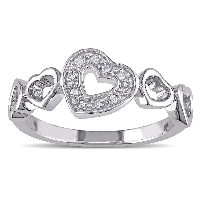 Vintage - Inspired Diamond Rings with Filigree WorkMiadora Sterling Silver Diamond Accent Heart Ring