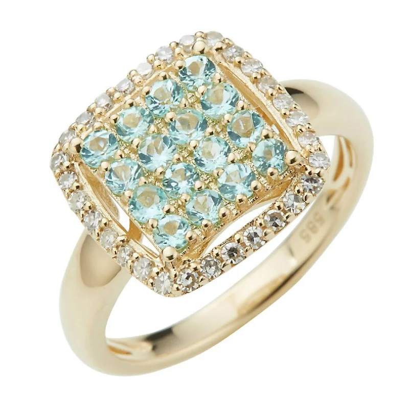 Aquamarine Gemstone Rings with a Nautical - Themed Setting14K Gold Paraiba Tourmaline and Diamond Ring