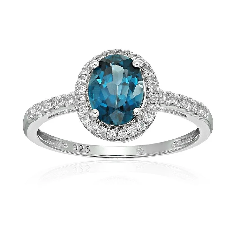 Tourmaline Gemstone Rings in a Multicolor ArraySterling Silver Oval London Blue Topaz and White Topaz Ring, Size 7