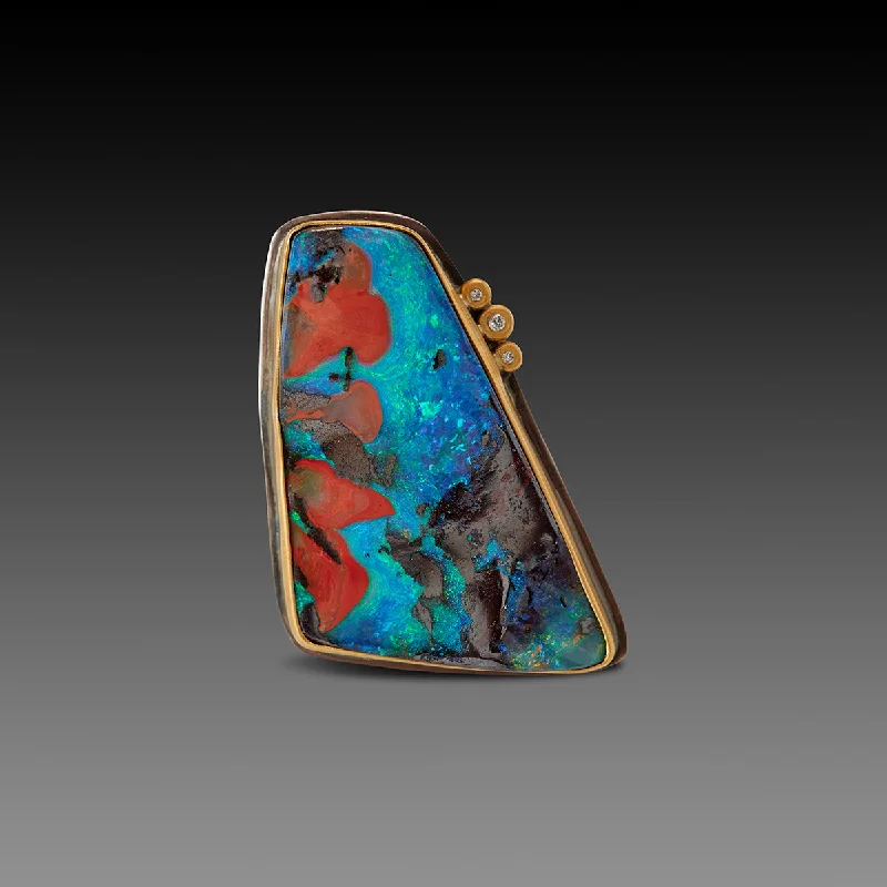 Turquoise Gemstone Rings with Native American - Inspired PatternsIncredible Boulder Opal Ring