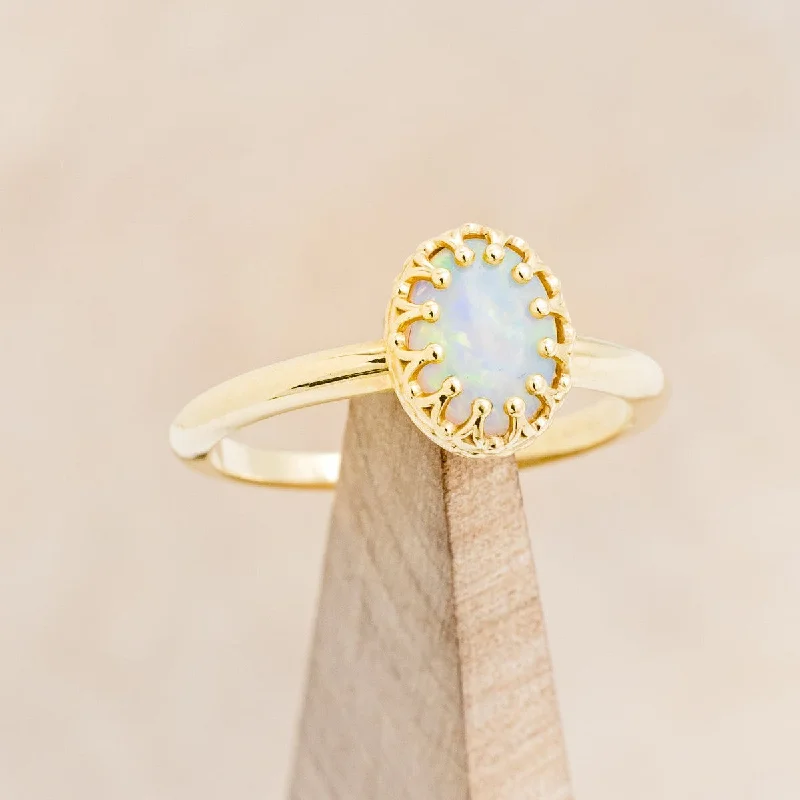 CROWN STYLE OPAL SOLITAIRE ENGAGEMENT RING