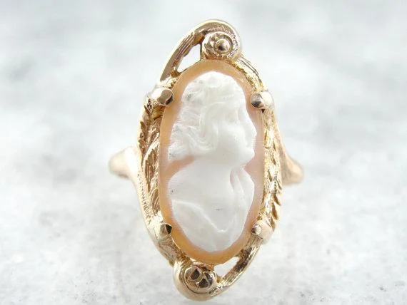 Alexandrite Gemstone Rings with a Chameleon - like Color ChangeRose Gold Art Nouveau and Fine Shell Cameo Ring