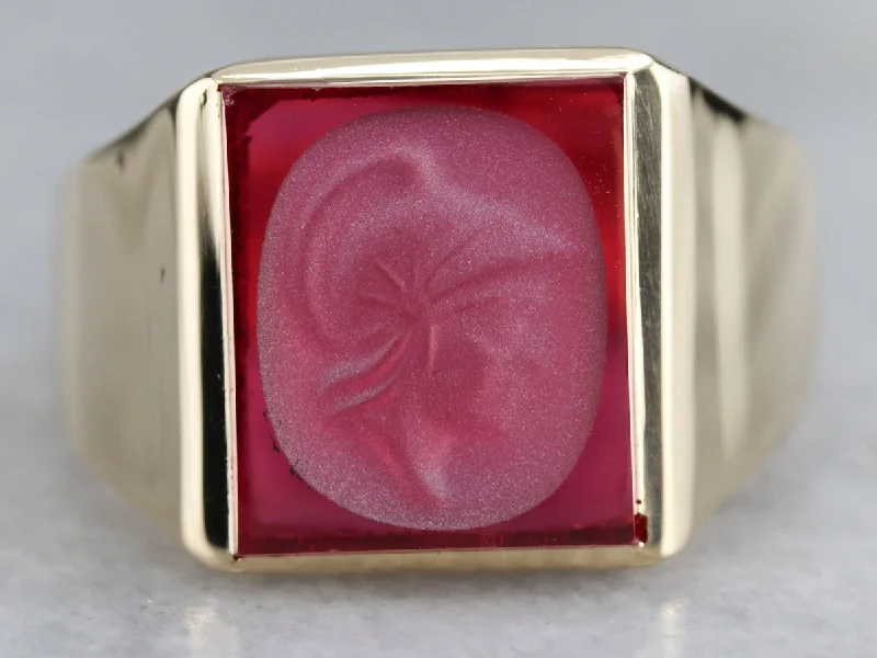 Tourmaline Gemstone Rings in a Multicolor ArrayMen's Vintage Ruby Glass Cameo Ring