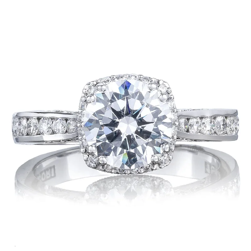 Cushion - Cut Diamond Rings with Double - Prong SettingsRound with Cushion Bloom Engagement Ring