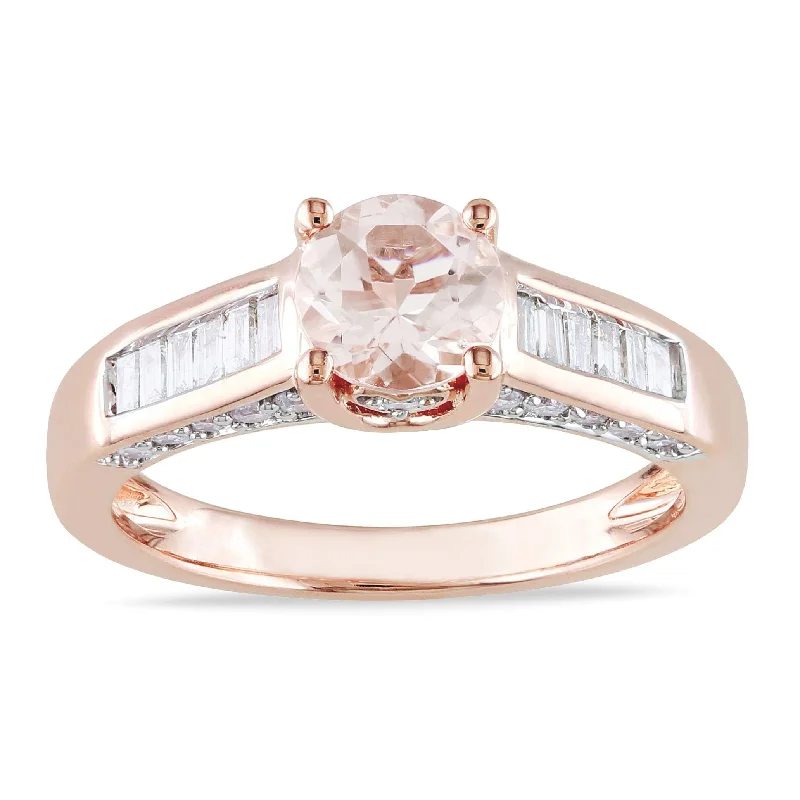 Tennis Bracelet - Inspired Diamond Rings with Continuous DiamondsMiadora Signature Collection 14k Rose Gold 1/2ct TDW Diamond Morganite Ring