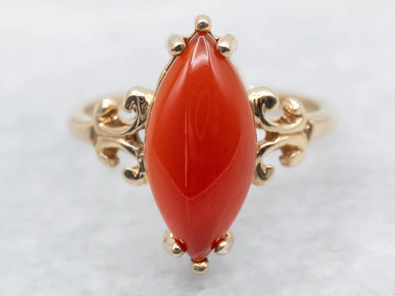 Topaz Gemstone Rings with a Faceted Cut and Shimmering EffectVintage Marquise Cut Carnelian Solitaire Ring