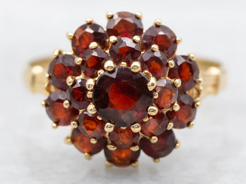 Sapphire Gemstone Rings in a Victorian - Inspired DesignYellow Gold Garnet Halo Cluster Ring