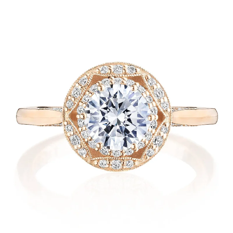 Micro - Pave Diamond Rings with a Sparkling BandRound Bloom Engagement Ring