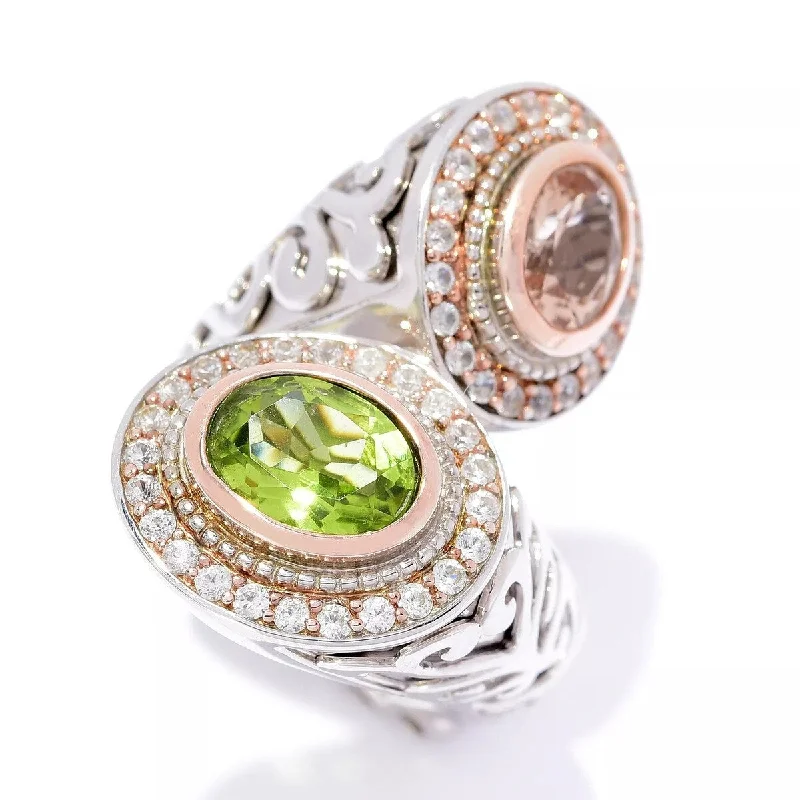 Opal Gemstone Rings with a Rainbow - Hued Play of ColorDallas Prince 3.96ctw Peridot, Morganite & White Zircon Bypass Ring