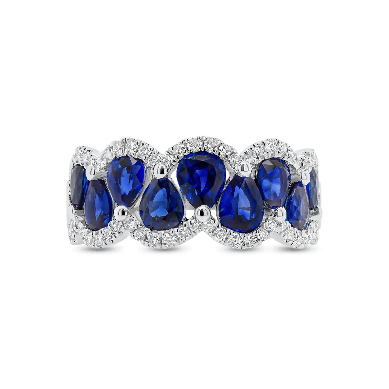 Tourmaline Gemstone Rings in a Multicolor ArraySapphire & Diamond Scalloped Ring