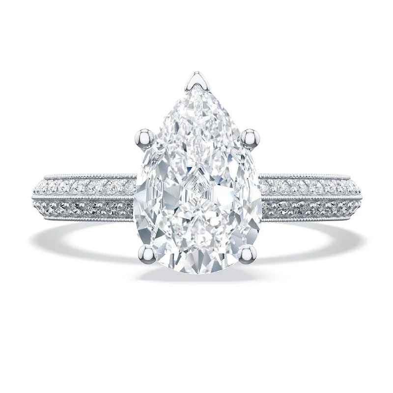 Cushion - Cut Diamond Rings with Double - Prong SettingsPear Solitaire Engagement Ring