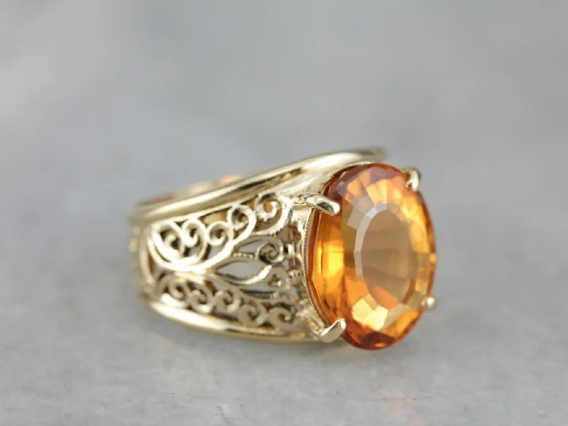 Emerald Gemstone Rings with Diamond - Encrusted HalosFine Filigree Citrine Statement Ring