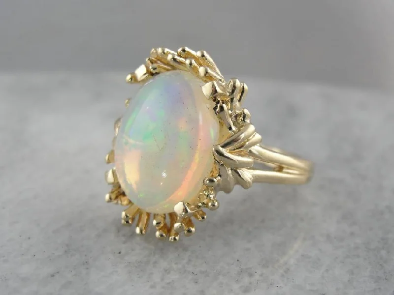 Moonstone Gemstone Rings with a Mysterious SheenFlowing and Swirling Vintage Opal Cocktail Ring