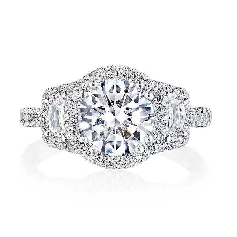 Three - Stone Diamond Rings with Princess - Cut DiamondsRound 3-Stone Engagement Ring