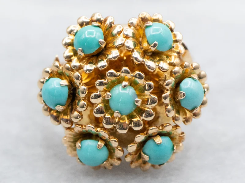 Emerald Gemstone Rings with Diamond - Encrusted HalosTurquoise Cluster Ring