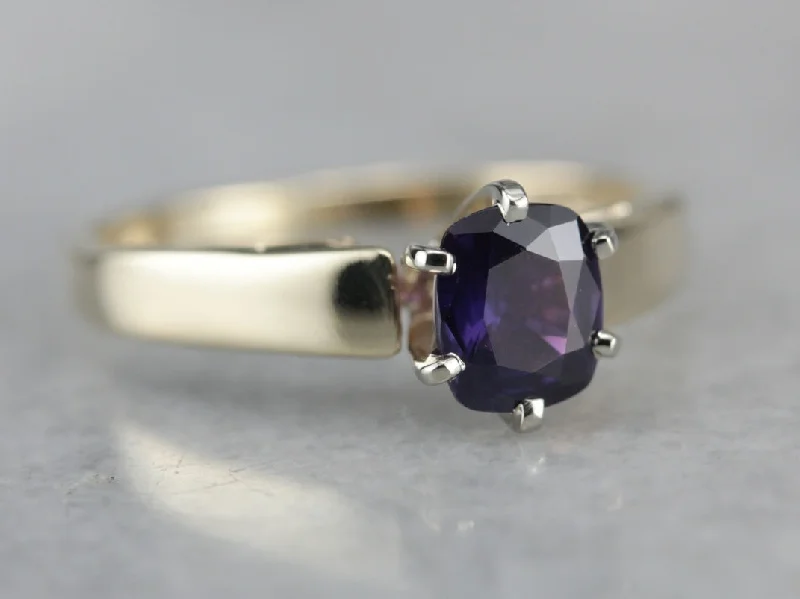 Lapis Lazuli Gemstone Rings with Gold - Leaf InclusionsPurple Sapphire Solitaire Engagment Ring