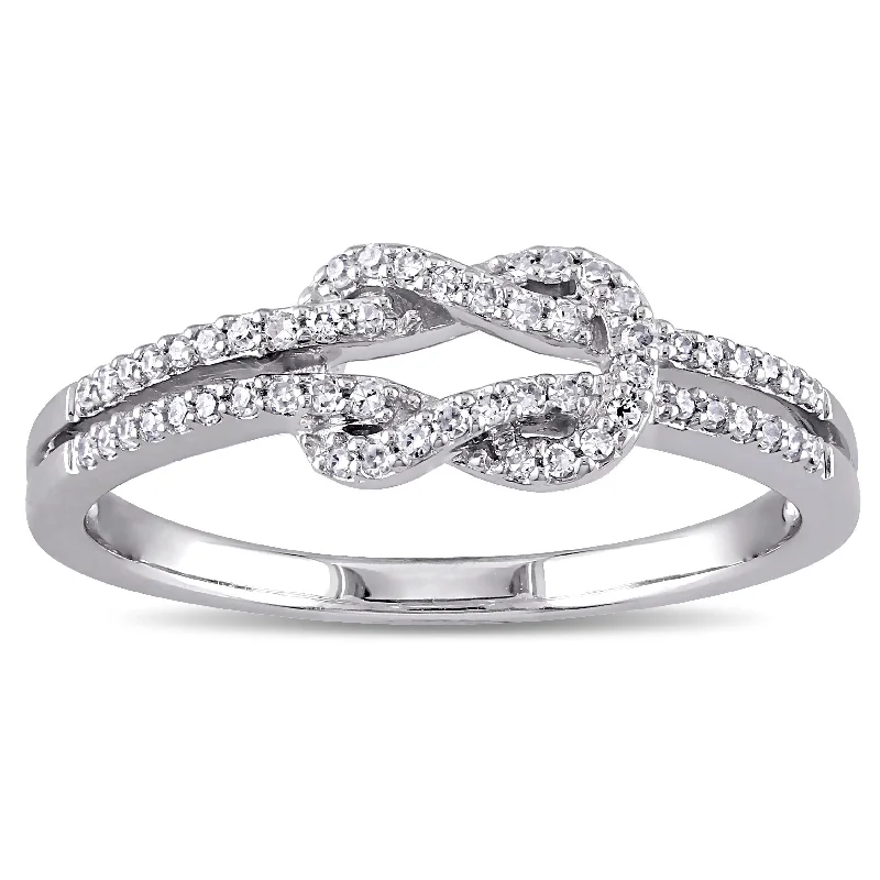 Diamond Rings with Sapphire and Ruby Accent StonesMiadora 14k White Gold 1/6ct TDW Diamond Double Row Infinity Ring