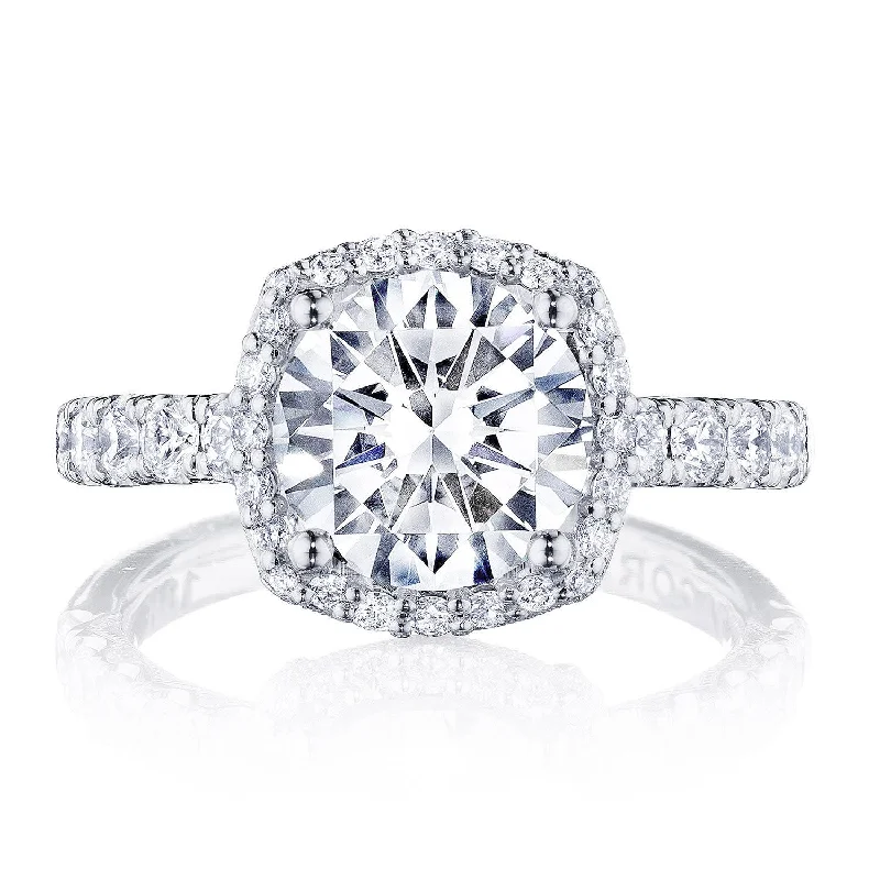 Diamond Rings with a Split - Shank Design for Added ComfortRound with Cushion Bloom Engagement Ring