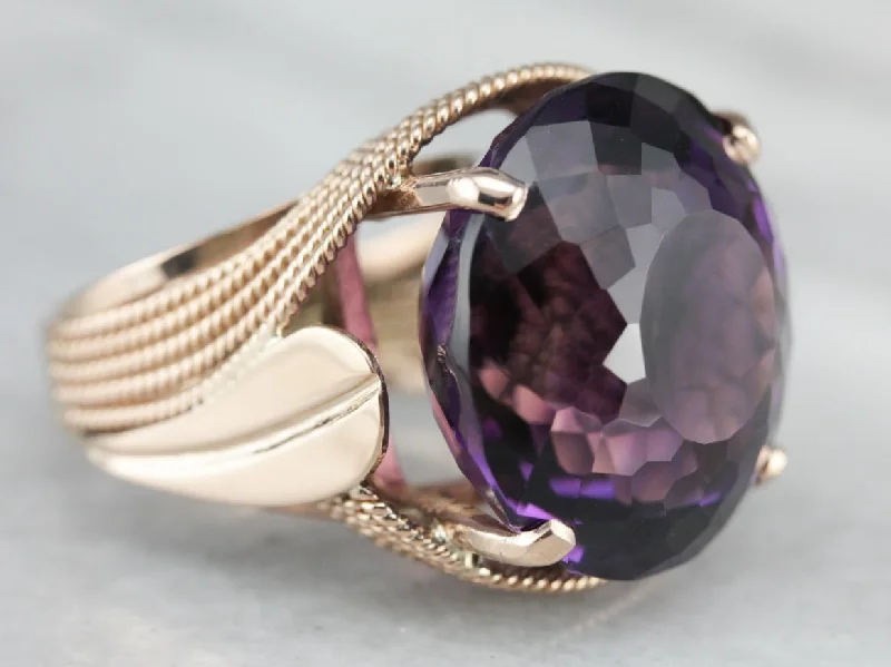 Tanzanite Gemstone Rings with Platinum Milgrain DetailingVintage Amethyst Cocktail Ring