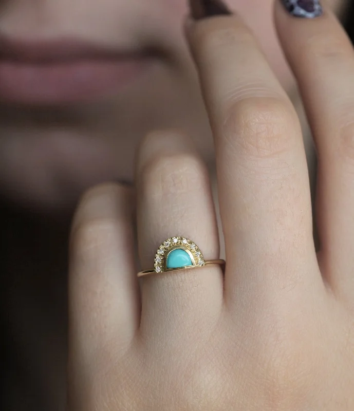 Aquamarine Gemstone Rings with a Nautical - Themed SettingVita Half Moon Turquoise Ring