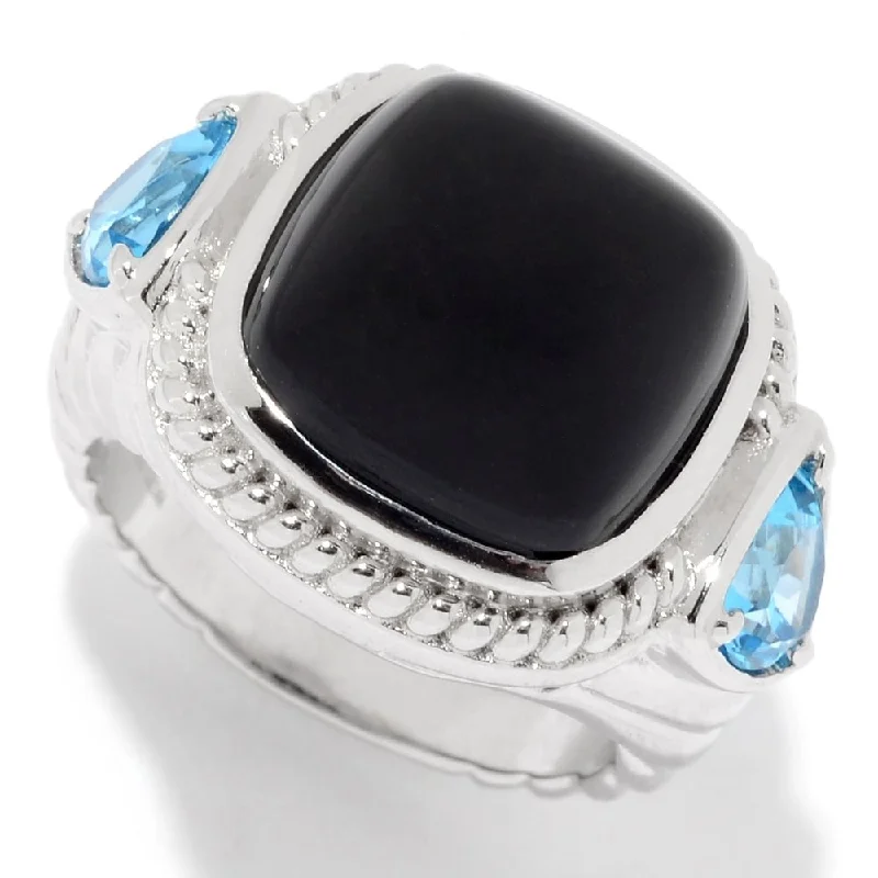 Tourmaline Gemstone Rings in a Multicolor ArraySterling Silver Cushion & Trillion Gemstone Textured Ring