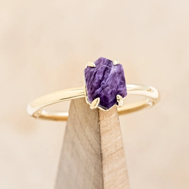 "AURUM" - CHAROITE SOLITAIRE ENGAGEMENT RING