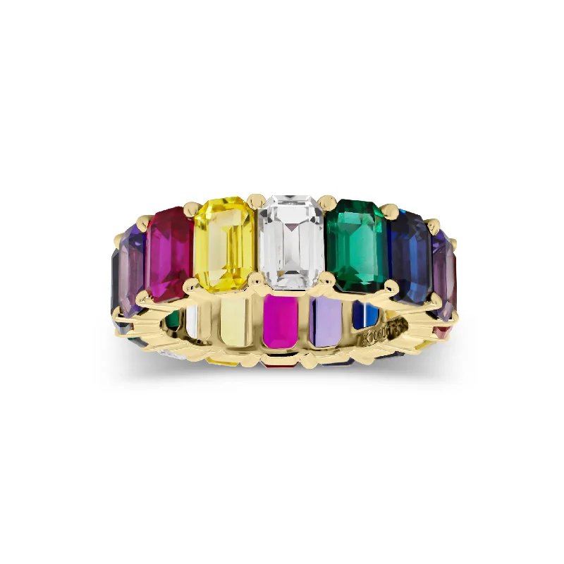 Citrine Gemstone Rings in a Modern Minimalist StyleMulticolor Emerald-Cut Gemstone Eternity Ring