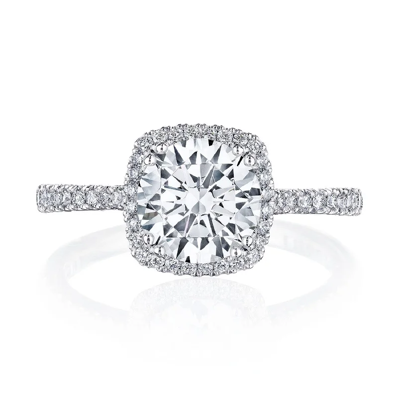 Micro - Pave Diamond Rings with a Sparkling BandRound with Cushion Bloom Engagement Ring