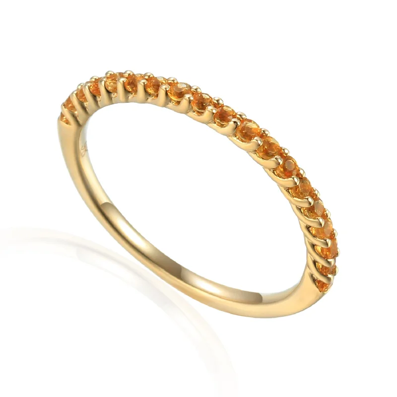 Jade Gemstone Rings with Intricate Carvings9ct Yellow Gold Citrine Half Eternity Ring