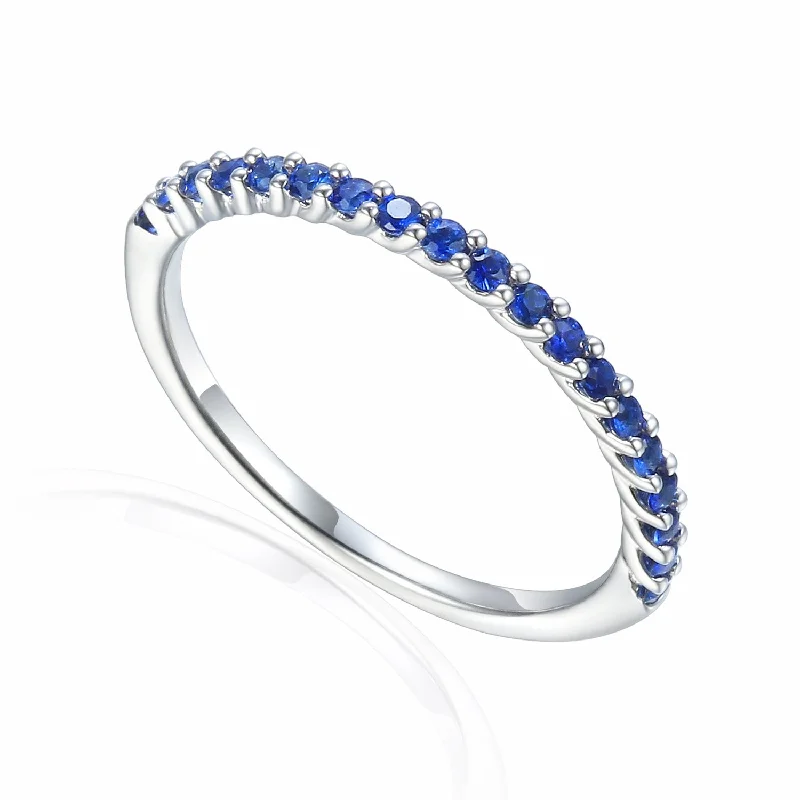 Alexandrite Gemstone Rings with a Chameleon - like Color Change9ct White Gold Sapphire Half Eternity Ring