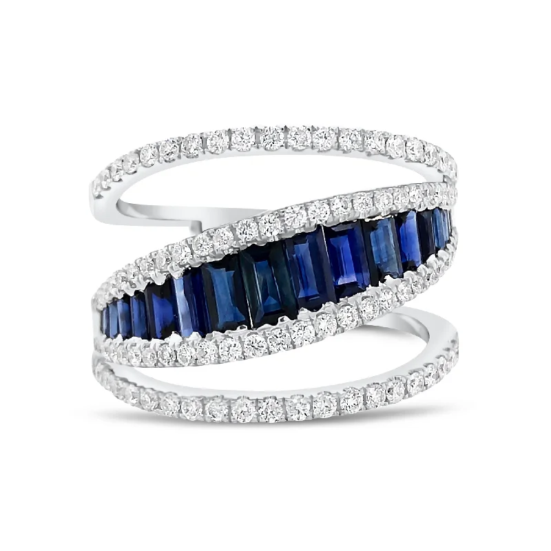 Lapis Lazuli Gemstone Rings with Gold - Leaf InclusionsDiamond & Sapphire Baguette Fashion Ring