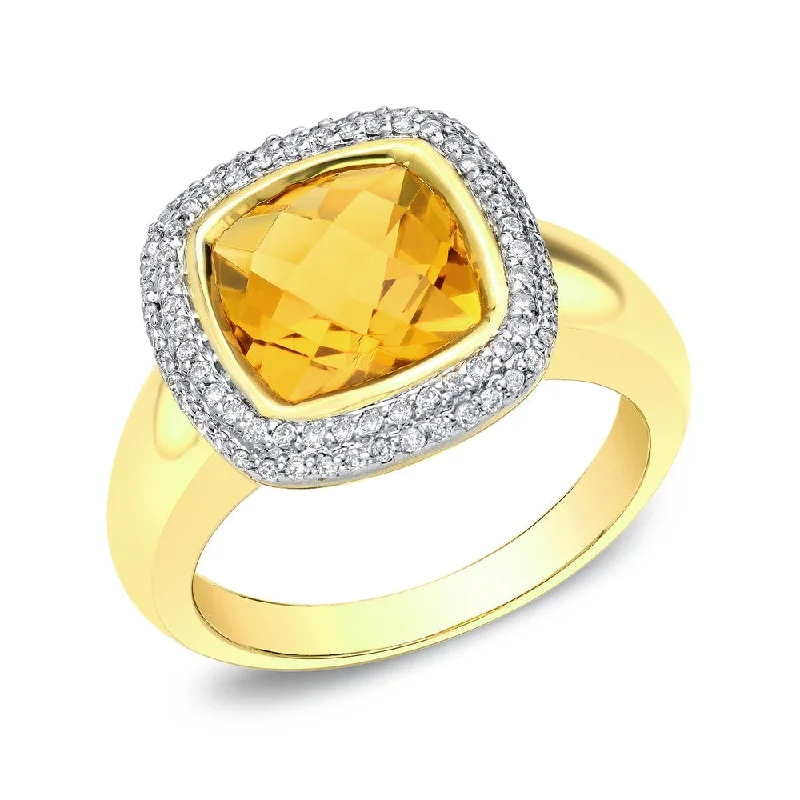 Three - Stone Diamond Rings with Princess - Cut DiamondsAuriya 14k Two-tone Gold 1/4ct TDW Citrine and Diamond Ring (H-I, SI1-SI2)