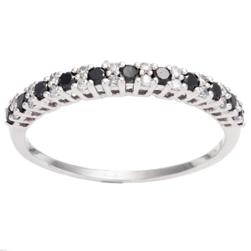 Halo - Style Diamond Rings with Smaller Accent DiamondsMiadora 10k Gold 1/2ct TDW Black and White Diamond Semi-eternity Ring