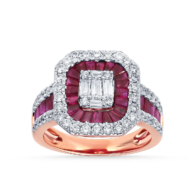 Amethyst Gemstone Rings with Sterling Silver Braided Bands14K 0.93CT DIAMOND RUBY RING