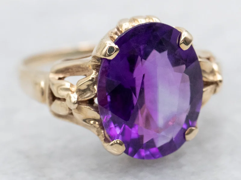 Tanzanite Gemstone Rings with Platinum Milgrain DetailingOval Cut Amethyst Solitaire Ring