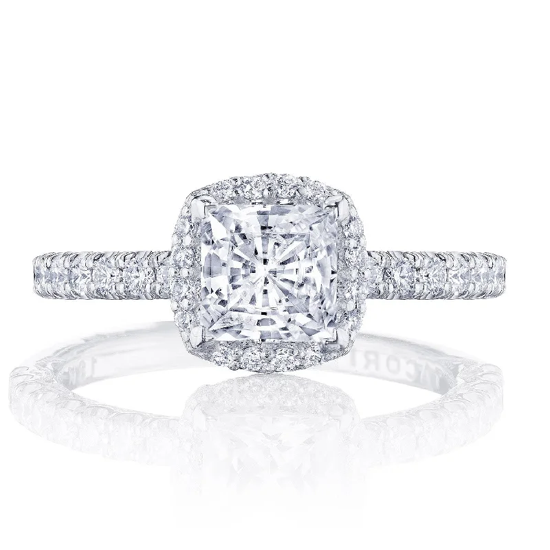 Cushion - Cut Diamond Rings with Double - Prong SettingsPrincess with Cushion Bloom Engagement Ring