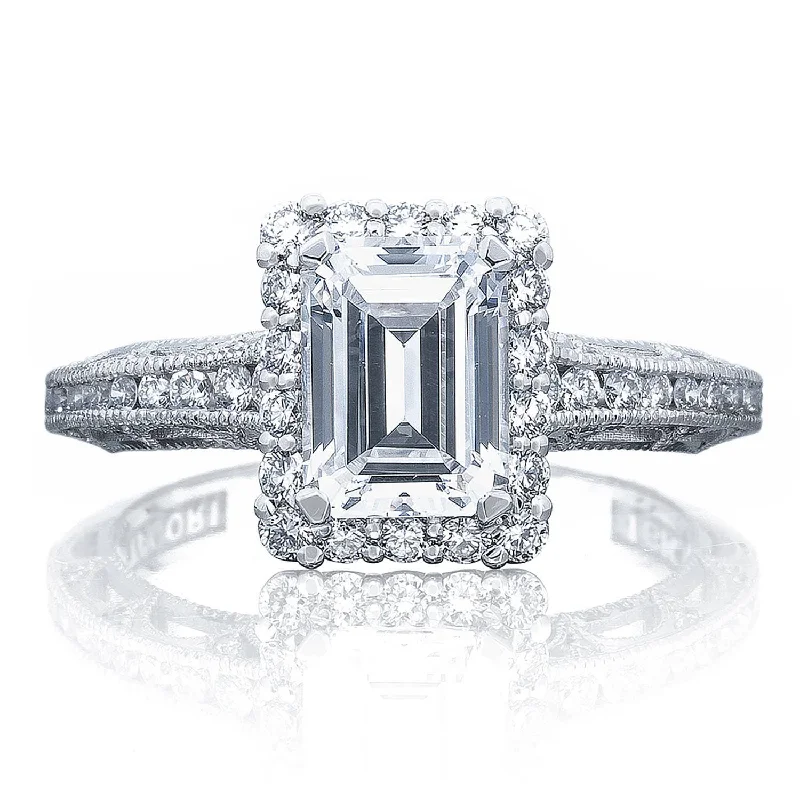 Halo - Style Diamond Rings with Smaller Accent DiamondsEmerald Bloom Engagement Ring