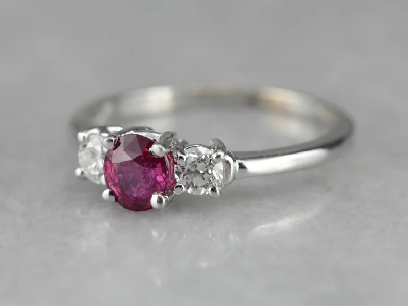 Garnet Gemstone Rings with a Vintage - Style Bezel SettingClassic Three Stone Pink Sapphire Ring