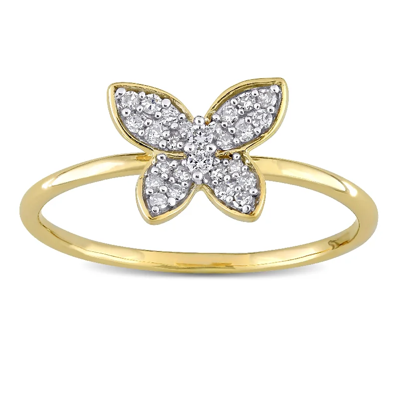 Estate Diamond Rings with a Rich Historical AestheticMiadora 10k Yellow Gold 1/8ct TDW Diamond Cluster Butterfly Ring