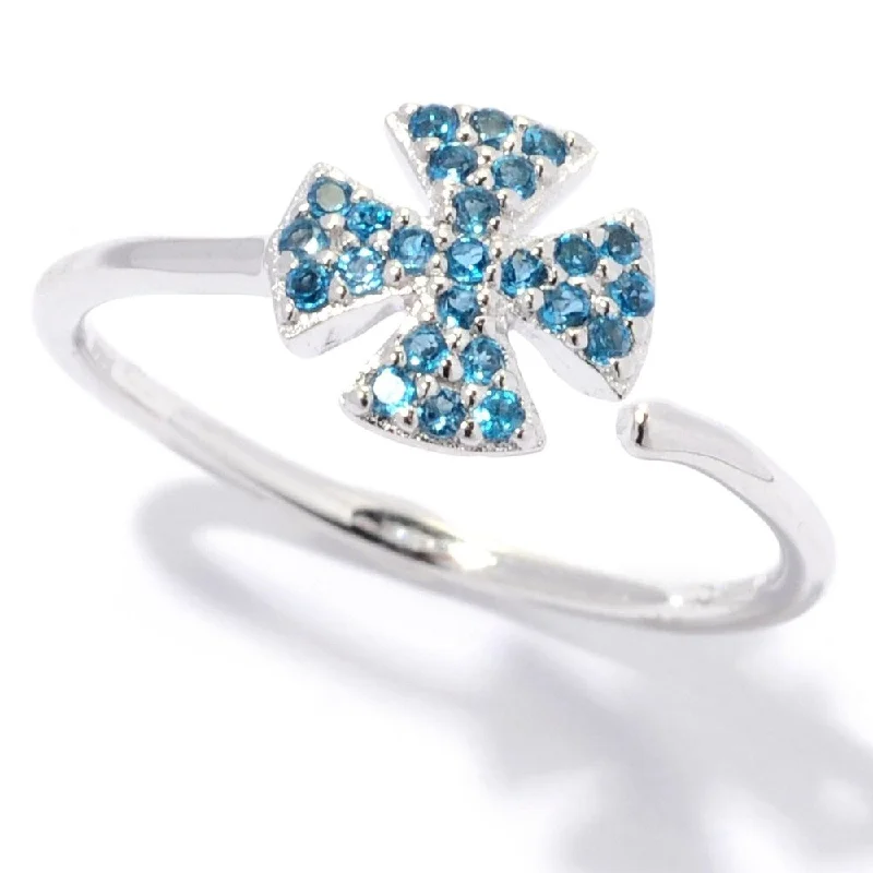 Emerald Gemstone Rings with Diamond - Encrusted Halos925 Sterling Silver London Blue Topaz Ring