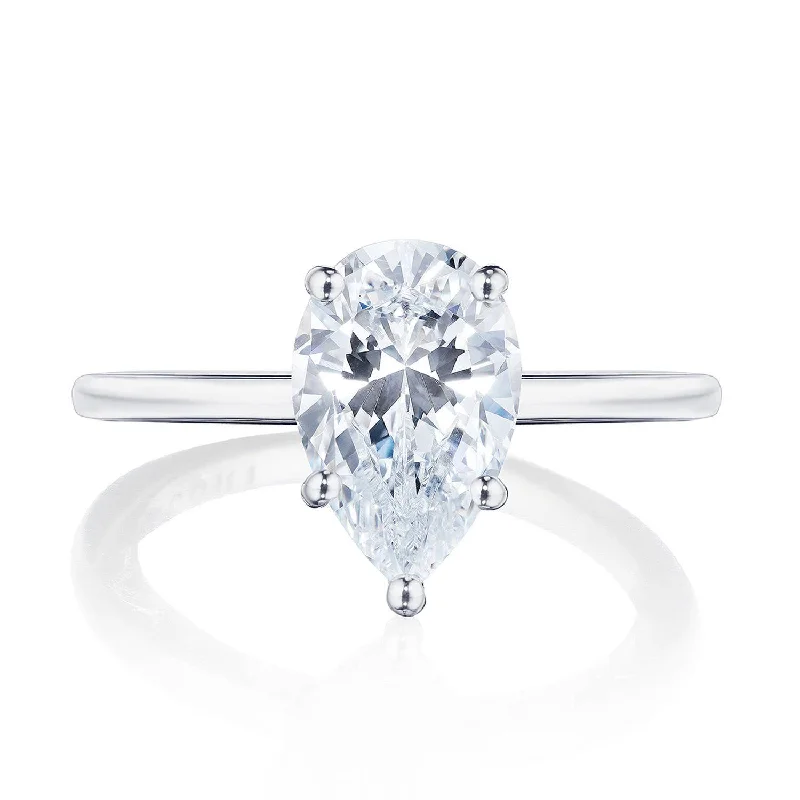 Halo - Style Diamond Rings with Smaller Accent DiamondsPear Solitaire Engagement Ring